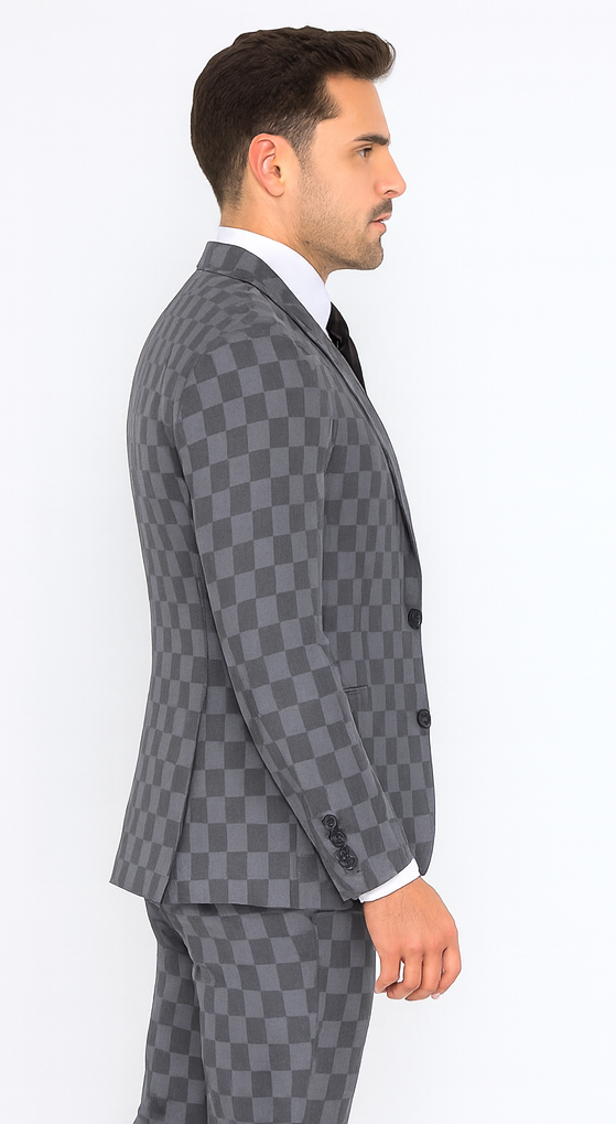 Rossi Man MAX RM1836 Grey Slim Fit 3-Piece Suit – Men’s Formalwear