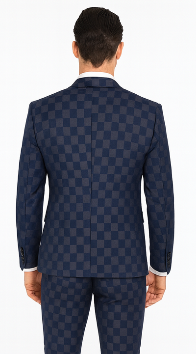 Rossi Man MAX RM1838 Navy Check Slim Fit 3-Piece Suit β Menβs Formalwear