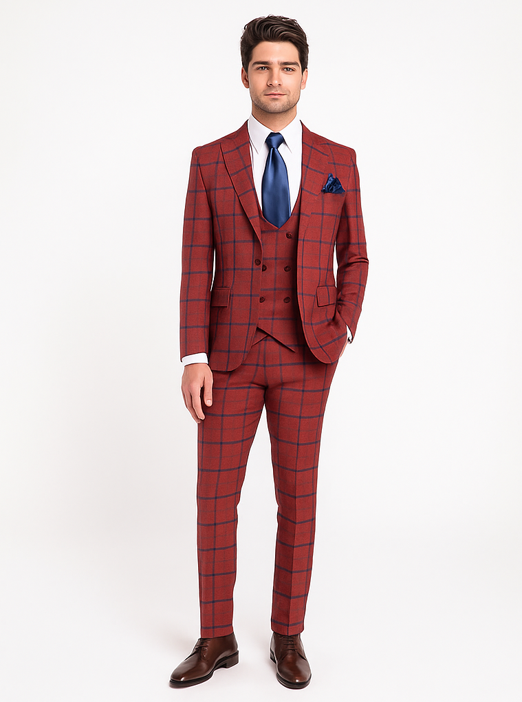 Rossi Man Max RM1842 – Slim Fit 3-Piece Formal Suit for Men - Modern Tailored Elegance Design