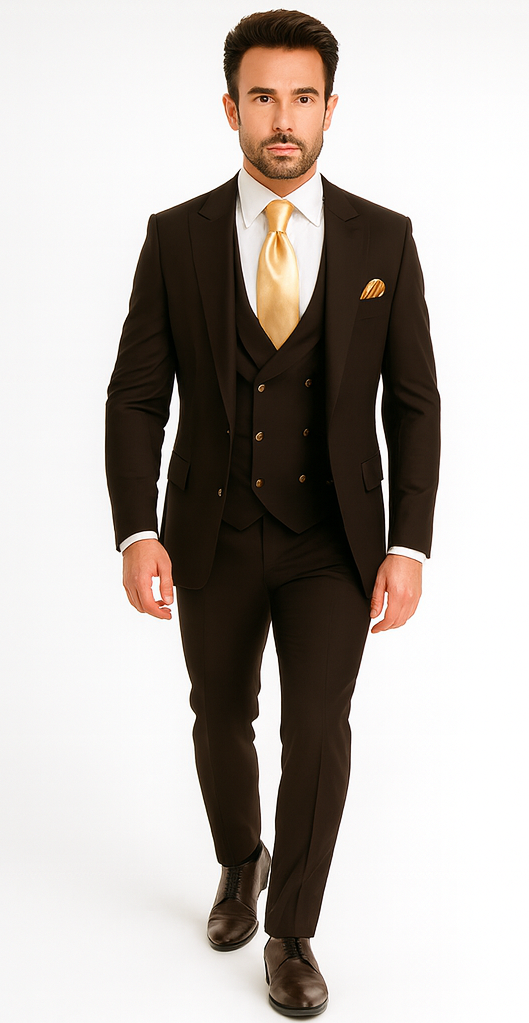 Rossi Man MAX Slim Fit 3-Piece Chocolate Brown Suit – Modern Men’s Formal Set