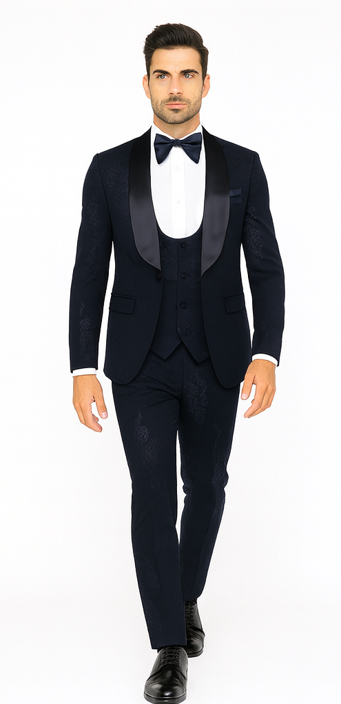 Rossi Man RM1252 – Men’s 3-Piece Smoking Style Tuxedo - Elegant Evening Formalwear