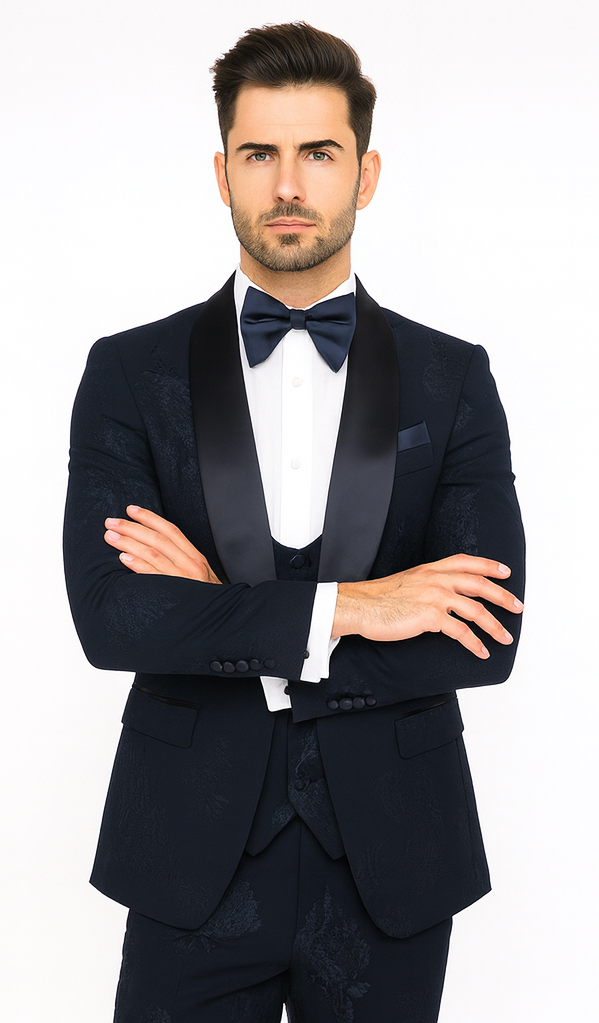 Rossi Man RM1252 – Men’s 3-Piece Smoking Style Tuxedo - Elegant Evening Formalwear