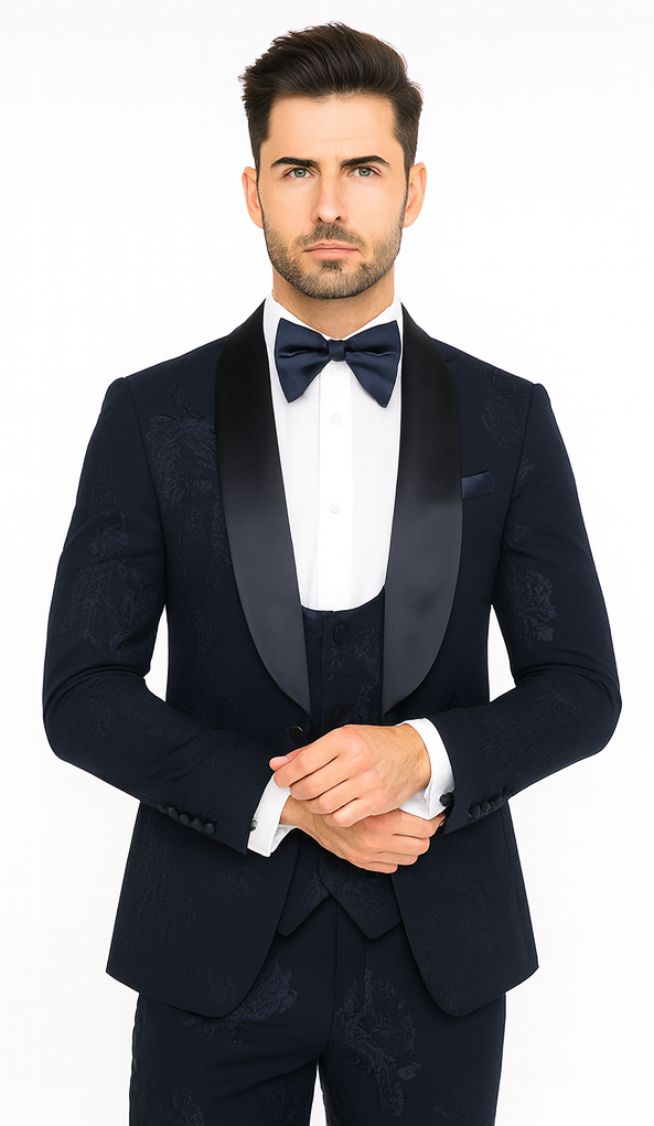 Rossi Man RM1252 – Men’s 3-Piece Smoking Style Tuxedo - Elegant Evening Formalwear