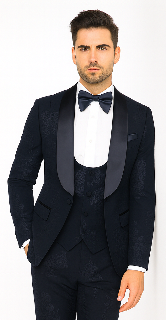 Rossi Man RM1252 – Men’s 3-Piece Smoking Style Tuxedo - Elegant Evening Formalwear