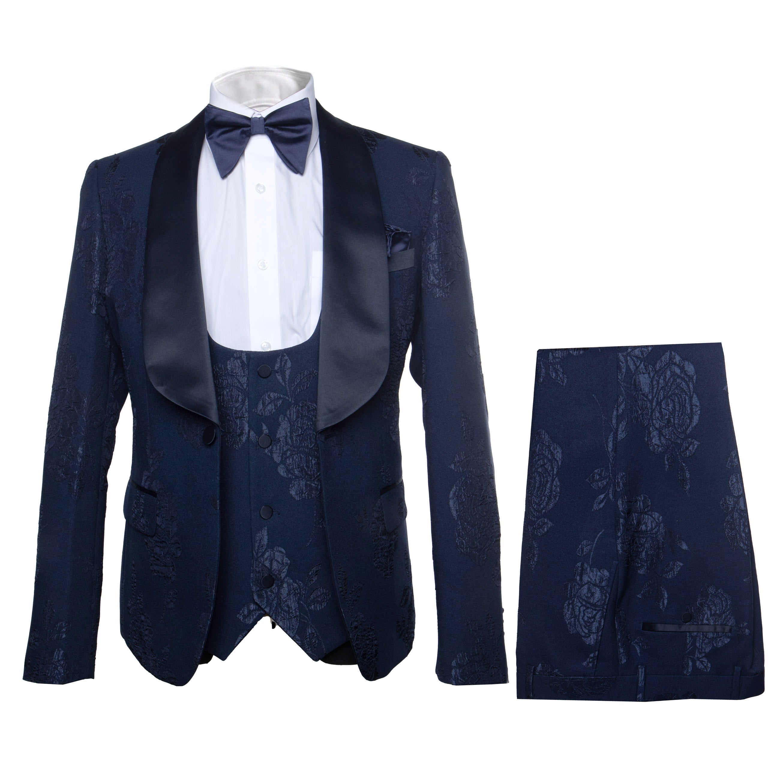 Rossi Man RM1252 – Men’s 3-Piece Smoking Style Tuxedo - Elegant Evening Formalwear