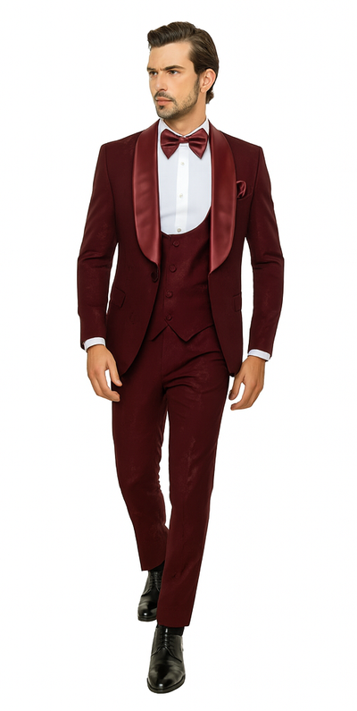 Rossi Man RM1253 – Formal 3-Piece Smoking Style Tuxedo for Men - Elegant Evening Wear