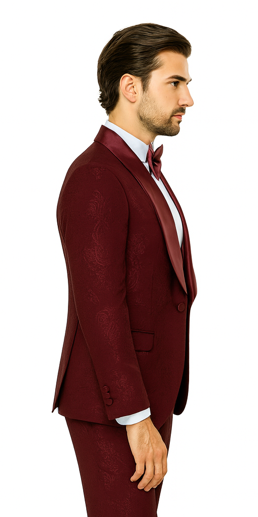 Rossi Man RM1253 – Formal 3-Piece Smoking Style Tuxedo for Men - Elegant Evening Wear