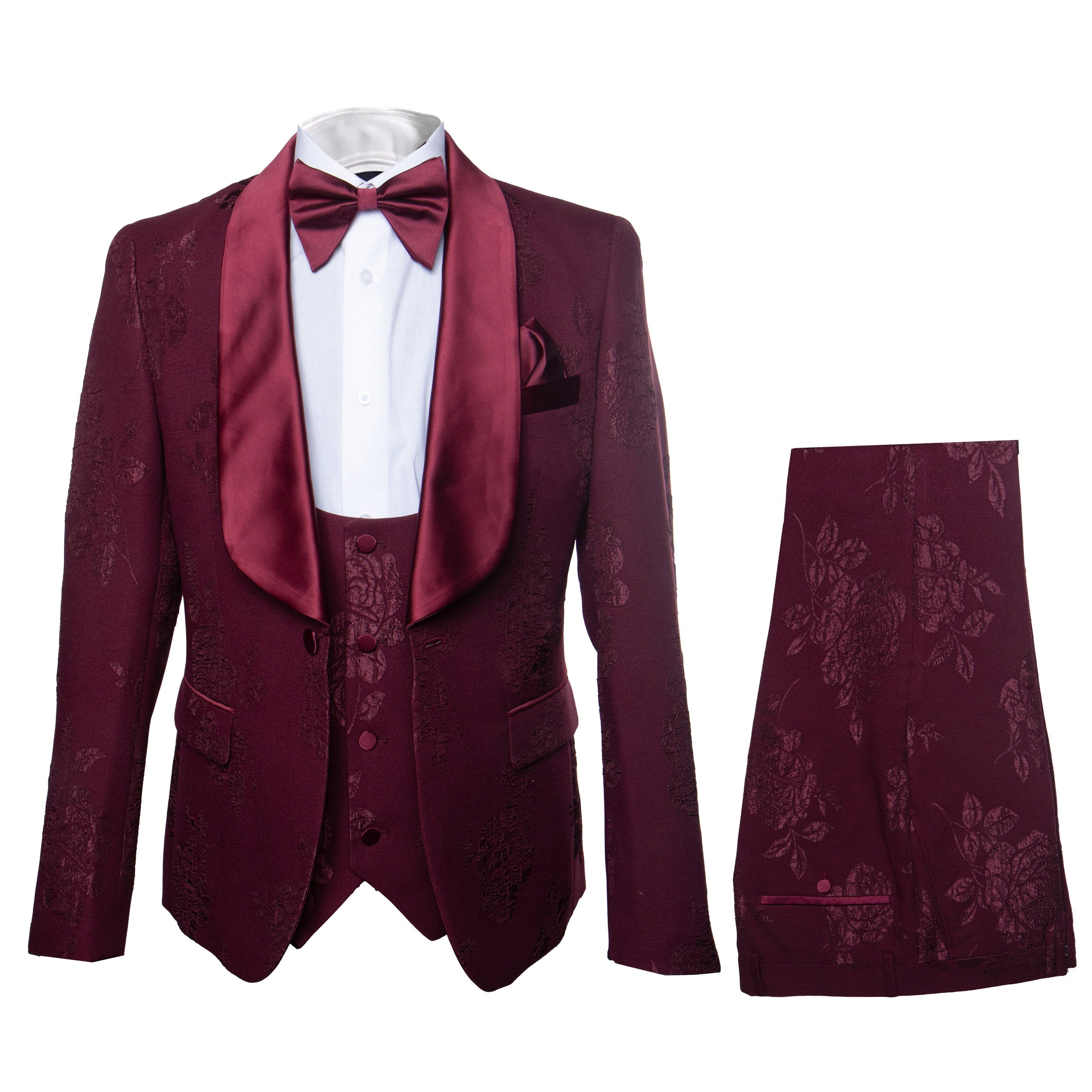Rossi Man RM1253 – Formal 3-Piece Smoking Style Tuxedo for Men - Elegant Evening Wear