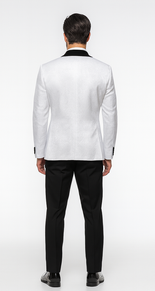 Rossi Man RM1444 – Slim Fit Smoking Style 3-Piece Tuxedo for Men - Modern Formal