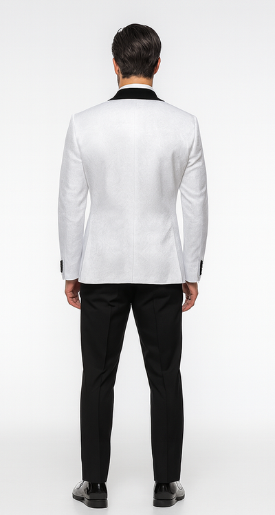 Rossi Man RM1444 – Slim Fit Smoking Style 3-Piece Tuxedo for Men - Modern Formal