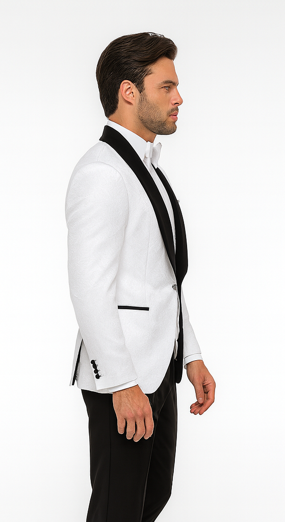 Rossi Man RM1444 – Slim Fit Smoking Style 3-Piece Tuxedo for Men - Modern Formal