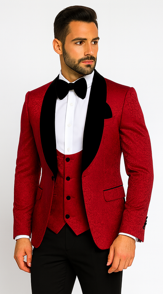 Rossi Man RM1448 – Elegant Smoking Style 3-Piece Tuxedo Set for Men - Modern Formalwear