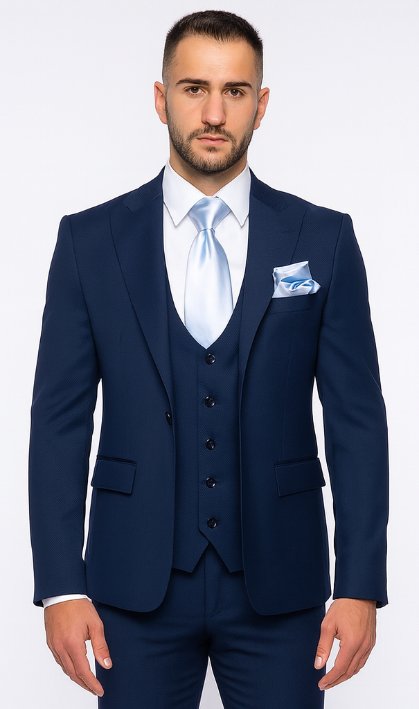 Rossi Man Sydney II RM1311 – Premium 3 Piece Modern Fit Suit for Stylish Gentlemen - Formalwear