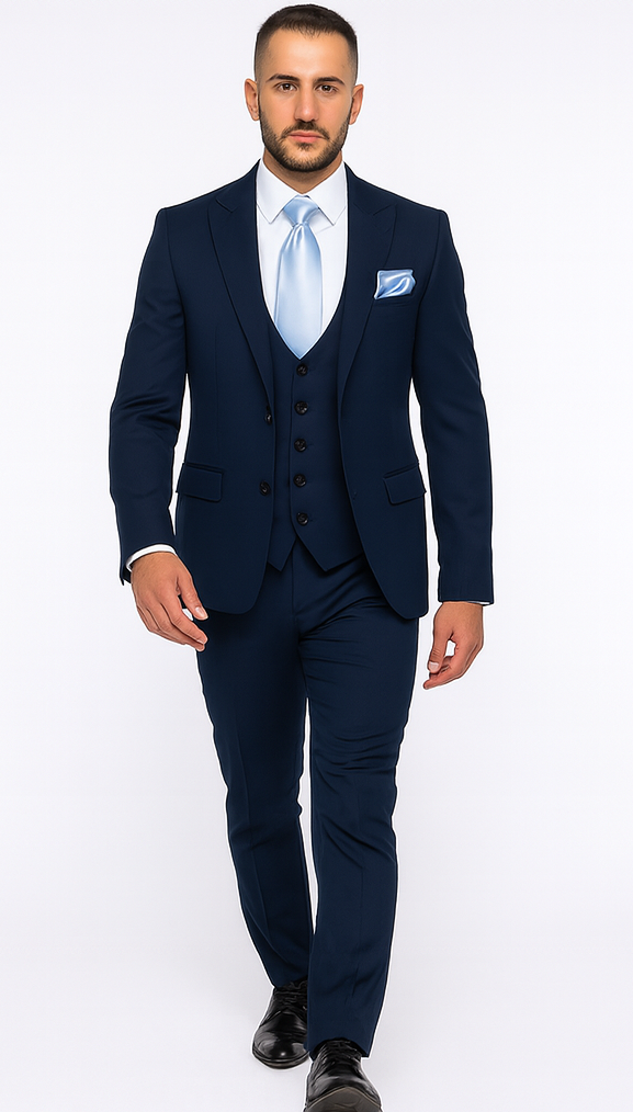 Rossi Man Sydney II RM1311 – Premium 3 Piece Modern Fit Suit for Stylish Gentlemen - Formalwear