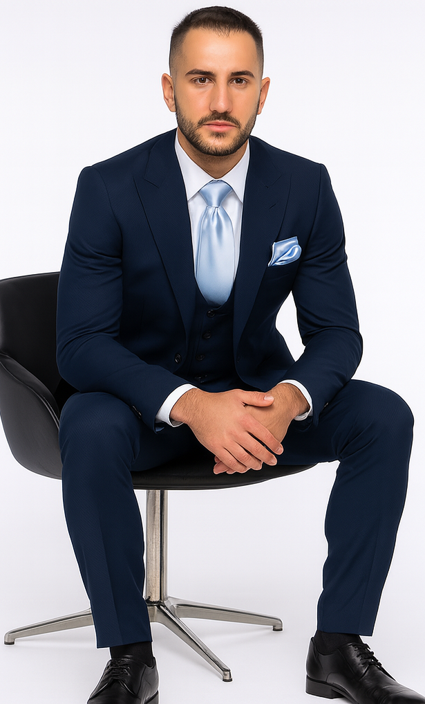 Rossi Man Sydney II RM1311 – Premium 3 Piece Modern Fit Suit for Stylish Gentlemen - Formalwear