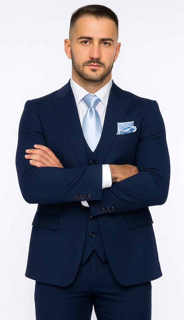 Rossi Man Sydney II RM1311 – Premium 3 Piece Modern Fit Suit for Stylish Gentlemen - Formalwear