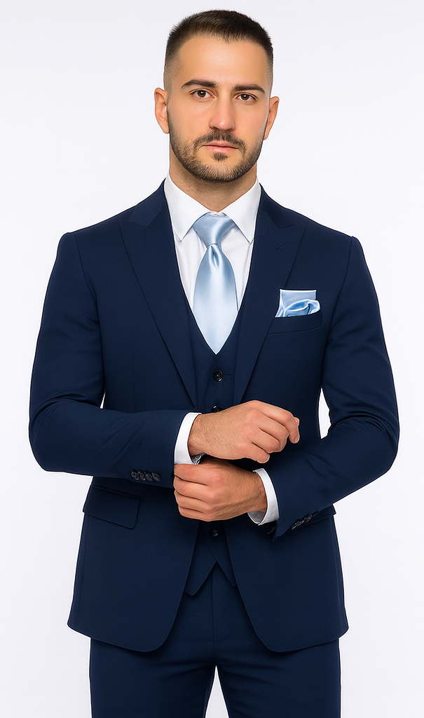 Rossi Man Sydney II RM1311 – Premium 3 Piece Modern Fit Suit for Stylish Gentlemen - Formalwear