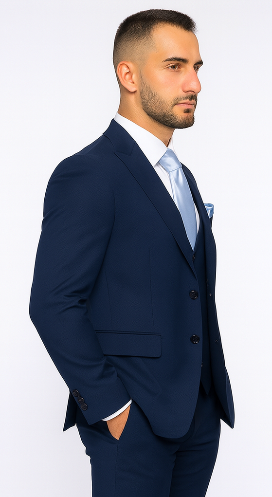 Rossi Man Sydney II RM1311 – Premium 3 Piece Modern Fit Suit for Stylish Gentlemen - Formalwear