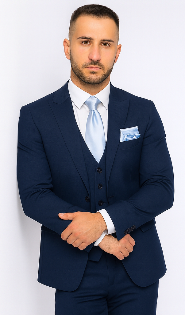 Rossi Man Sydney II RM1311 – Premium 3 Piece Modern Fit Suit for Stylish Gentlemen - Formalwear