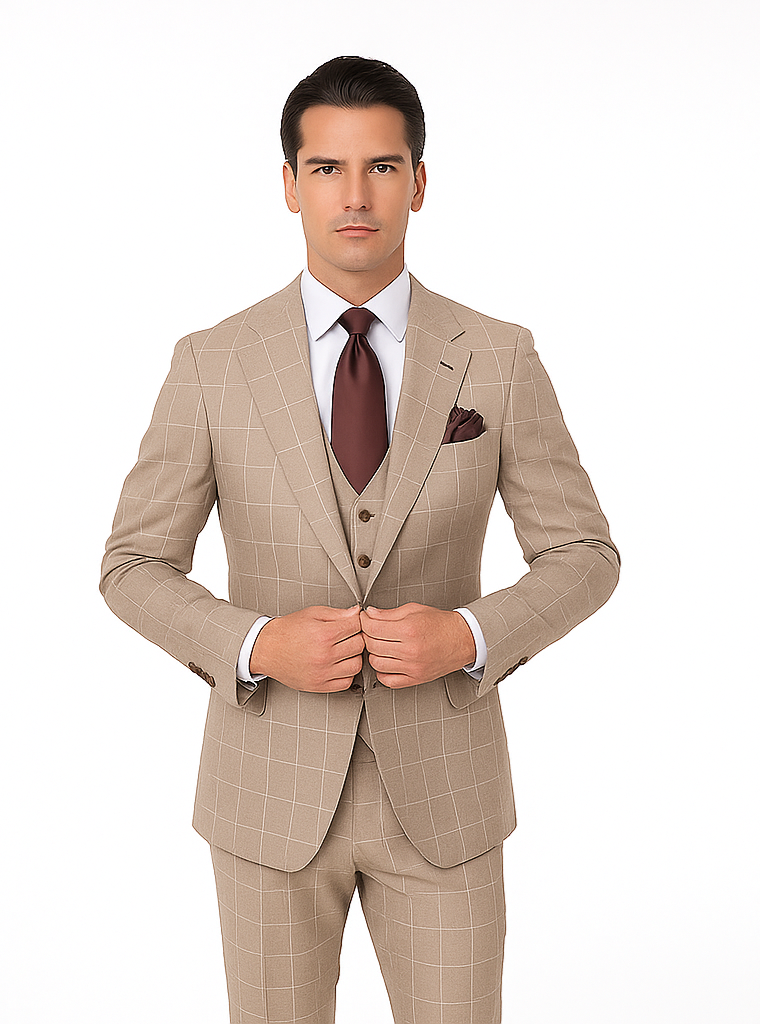 Rossi Man Tom RM1852 – Stylish Men’s Tailored 3-Piece Suit for Formal Elegance -Modern Fit