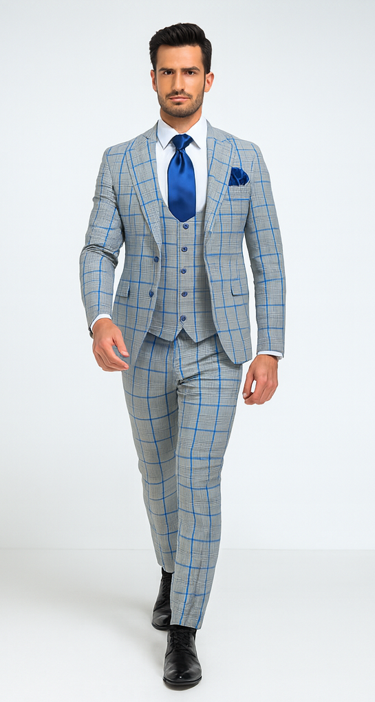 Rossi Man Tom RM1856 – Modern Fit 2-Piece Men’s Suit for Stylish Gentlemen - Tailored Elegance