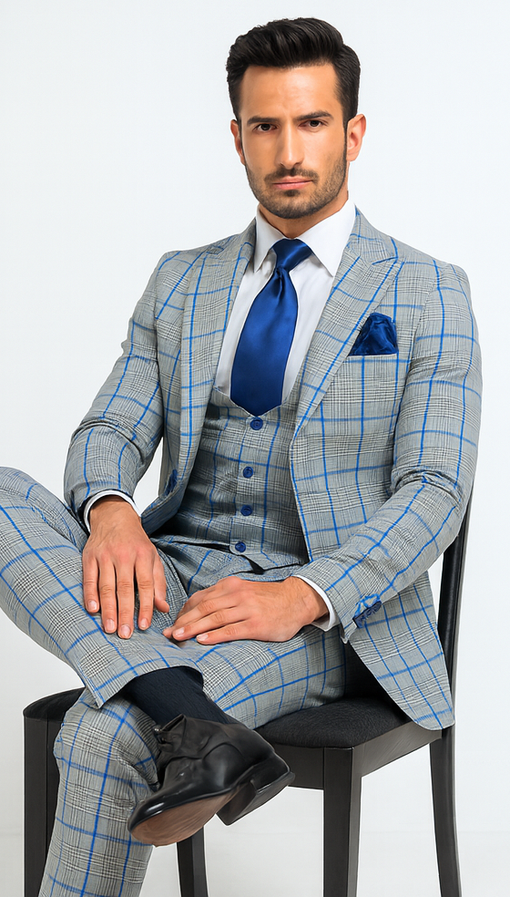 Rossi Man Tom RM1856 – Modern Fit 2-Piece Men’s Suit for Stylish Gentlemen - Tailored Elegance