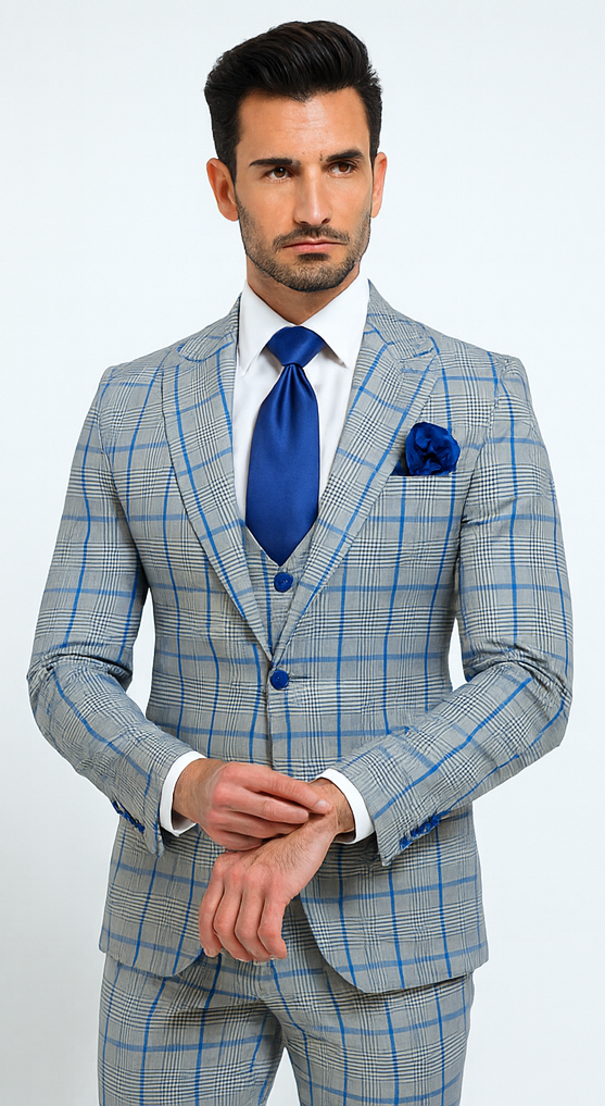 Rossi Man Tom RM1856 – Modern Fit 2-Piece Men’s Suit for Stylish Gentlemen - Tailored Elegance
