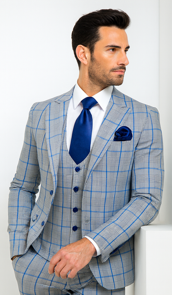 Rossi Man Tom RM1856 – Modern Fit 2-Piece Men’s Suit for Stylish Gentlemen - Tailored Elegance
