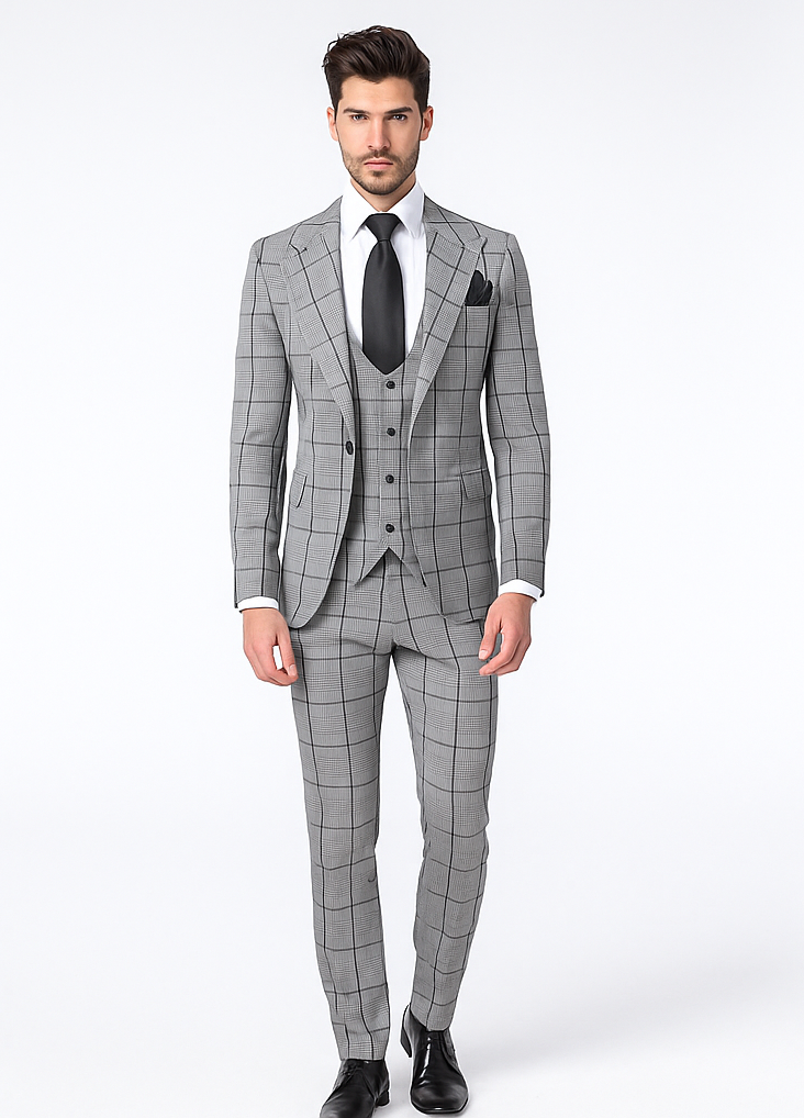 Rossi Man Tom RM1855 – Elegant Men’s Tailored 3-Piece Suit for Formal Occasions - Modern Fit