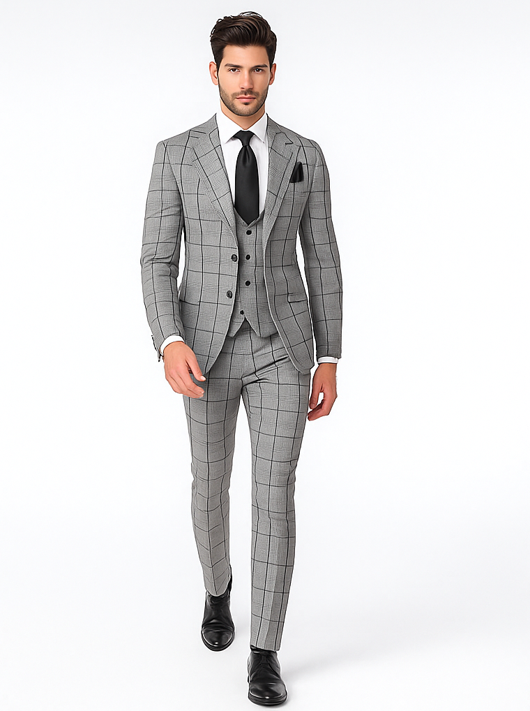 Rossi Man Tom RM1855 – Elegant Men’s Tailored 3-Piece Suit for Formal Occasions - Modern Fit