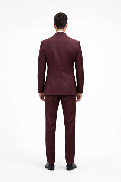 Rossiman Men's Burgundy Peak Lapel Suit