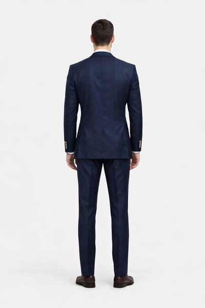 Rossiman Navy Classic Peak Lapel Suit & Vest