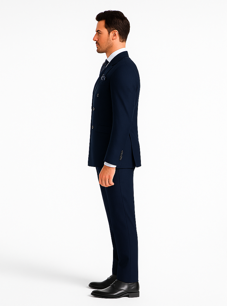 Rossiman Men’s Blue Slim Fit Suit | Modern Tailored Formalwear – Italian 3-Piece Elegant Suit for Men