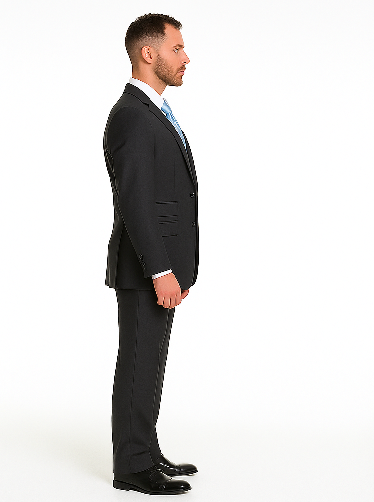 Rossiman Men’s Dark Gray Slim Fit Suit | 3-Piece Vested Set with Flat Front Pants – Italian Tailored Modern Elegance