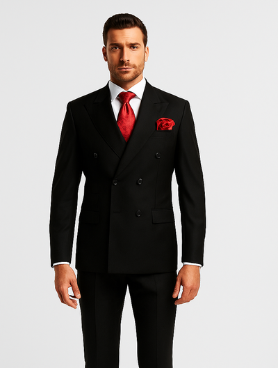 Rossiman Menβs Formal Black Slim Fit Suit | 3-Piece with Stylish Vest & Trousers β Italian Tailored Elegance