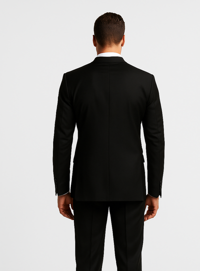 Rossiman Menβs Formal Black Slim Fit Suit | 3-Piece with Stylish Vest & Trousers β Italian Tailored Elegance