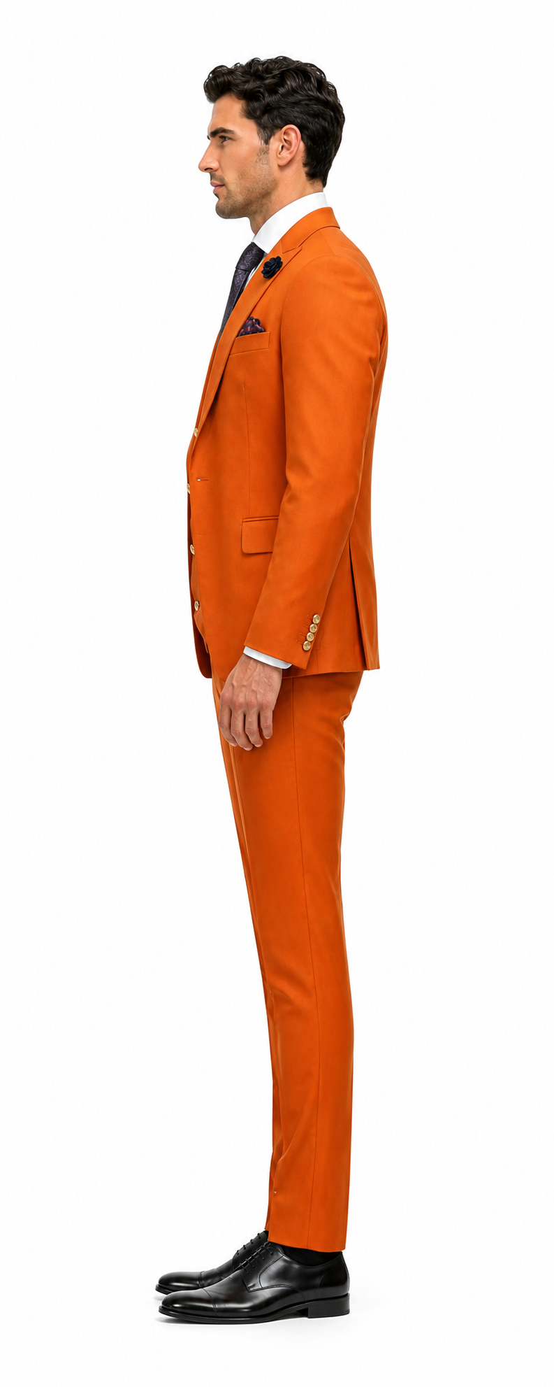 Rossiman Rust Slim Fit 3-Piece Suit for Men