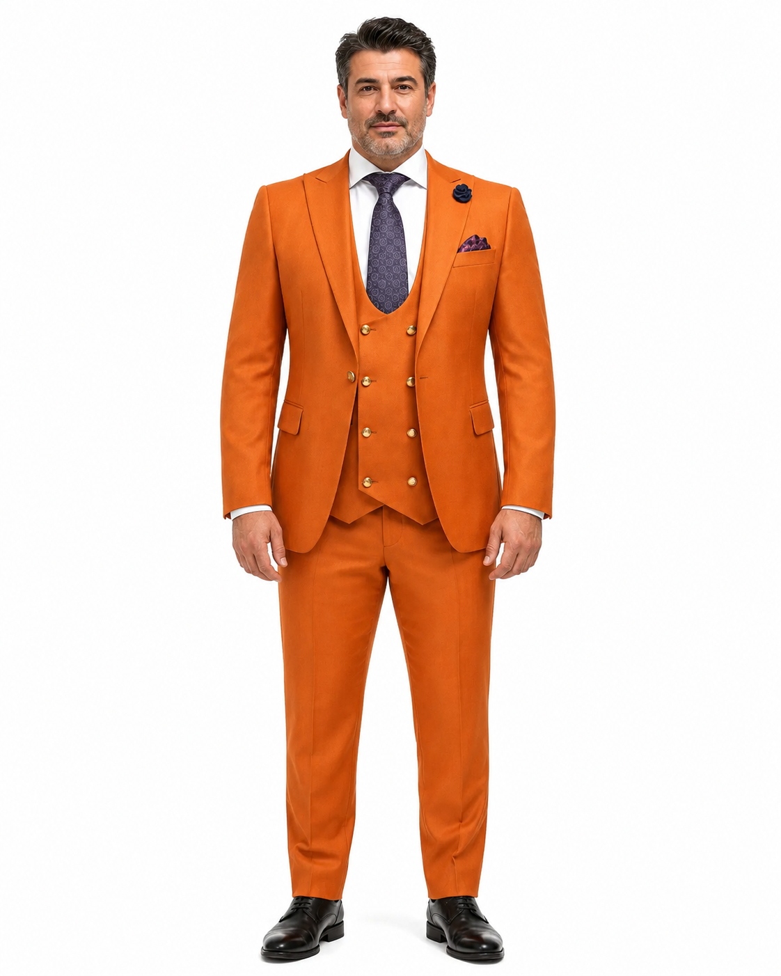 Rossiman Rust Slim Fit 3-Piece Suit for Men
