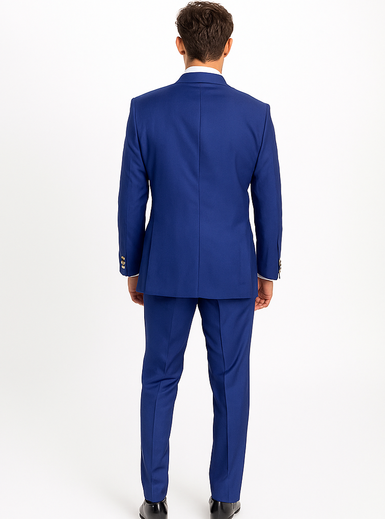 Rossiman Men’s Slim Fit Royal Blue Suit | Double-Breasted Elegance – Italian Tailored Luxury 3-Piece Suit for Men