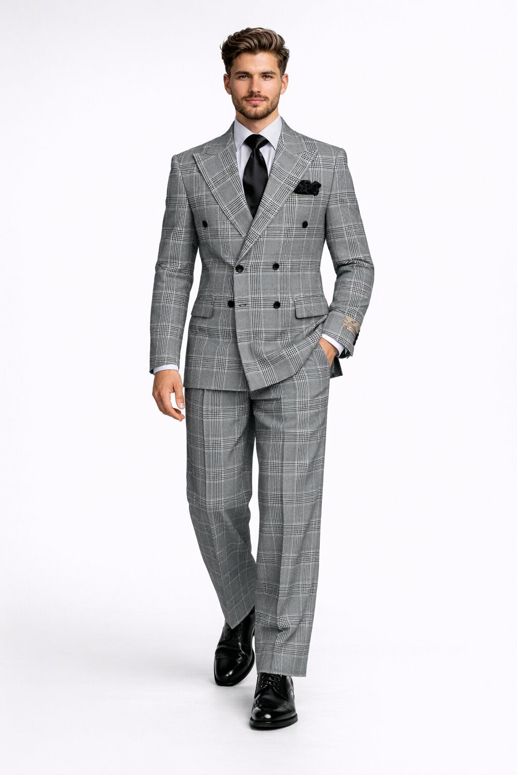Rossiman Plaid Wool Suit with Baggy Trousers
