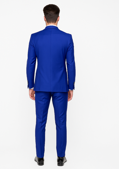 Rossiman Royal Blue Suit for Men | Classic 1-Button Peak Lapel Jacket & Double-Breasted Vest β Italian Tailored 3-Piece Luxury Suit