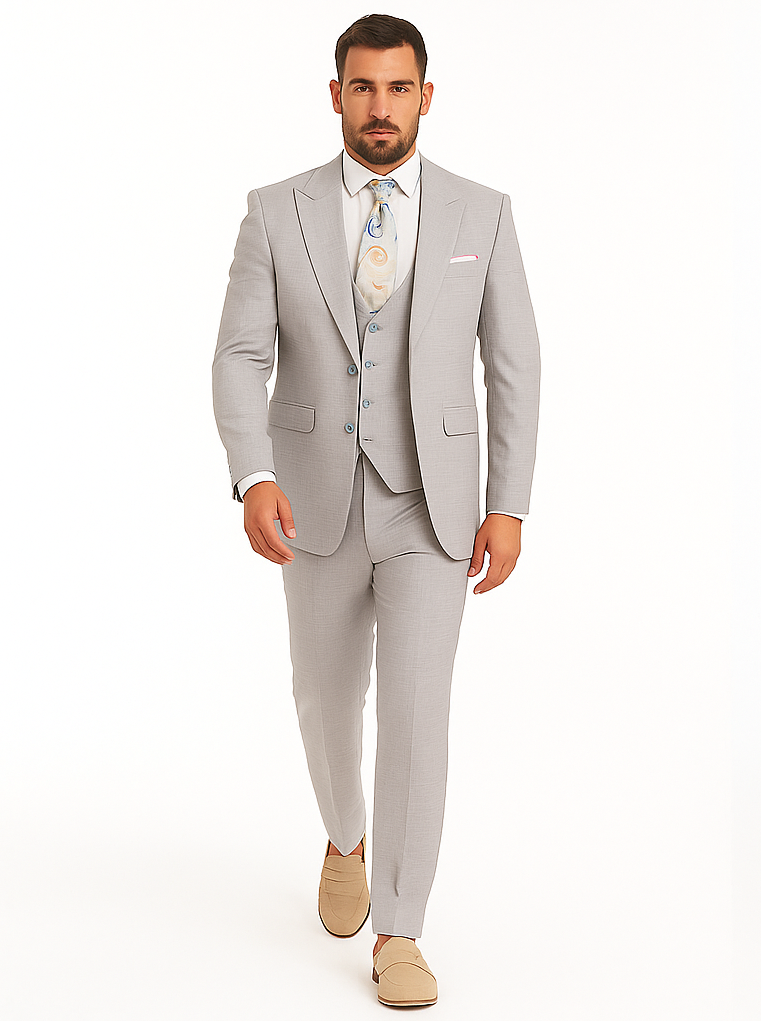 Rossiman Sharkskin Gray Plaid Suit - Double-Breasted Windowpane Suit for Men – Italian Tailored Elegance