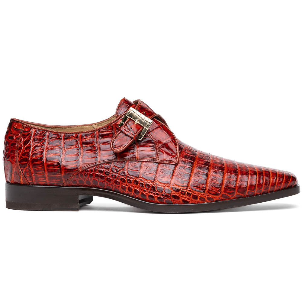 Marco Di Milano Rovigo Rustic Cognac Crocodile Monk-Strap Loafers
