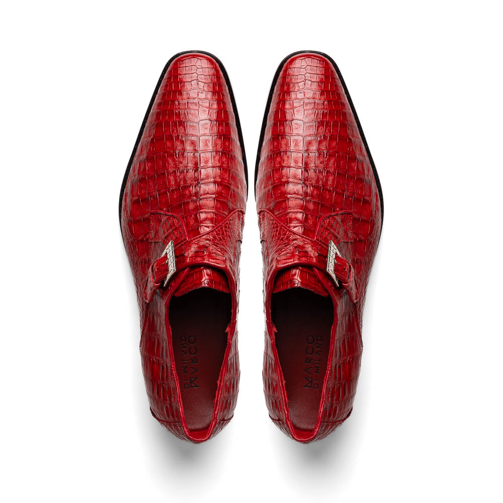 Marco Di Milano Rovigo Red Crocodile Monk-Strap Loafers