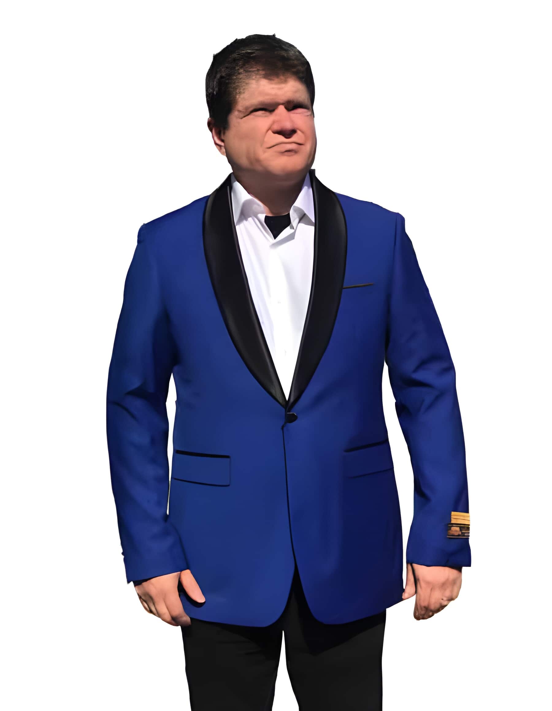 Royal Blue 1 Button Satin Shawl Lapel Suit - Blue Tuxedo Wedding - Royal Blue Tuxedo Jacket