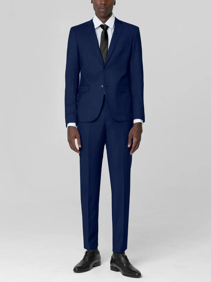 Mens Two Button Royal Blue Birdseye Suit