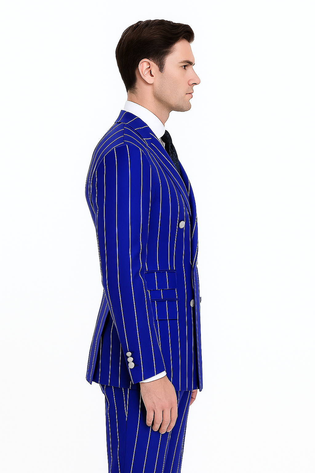 Royal Blue Pinstripe Double Breasted Suit