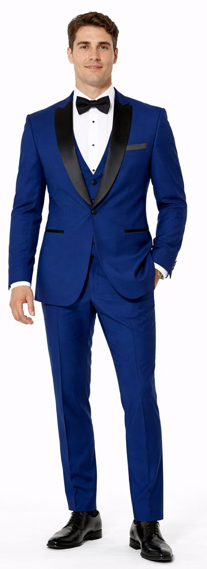 Royal Blue Tuxedo with Black Peak Lapel Slim Fit - Wedding - Prom