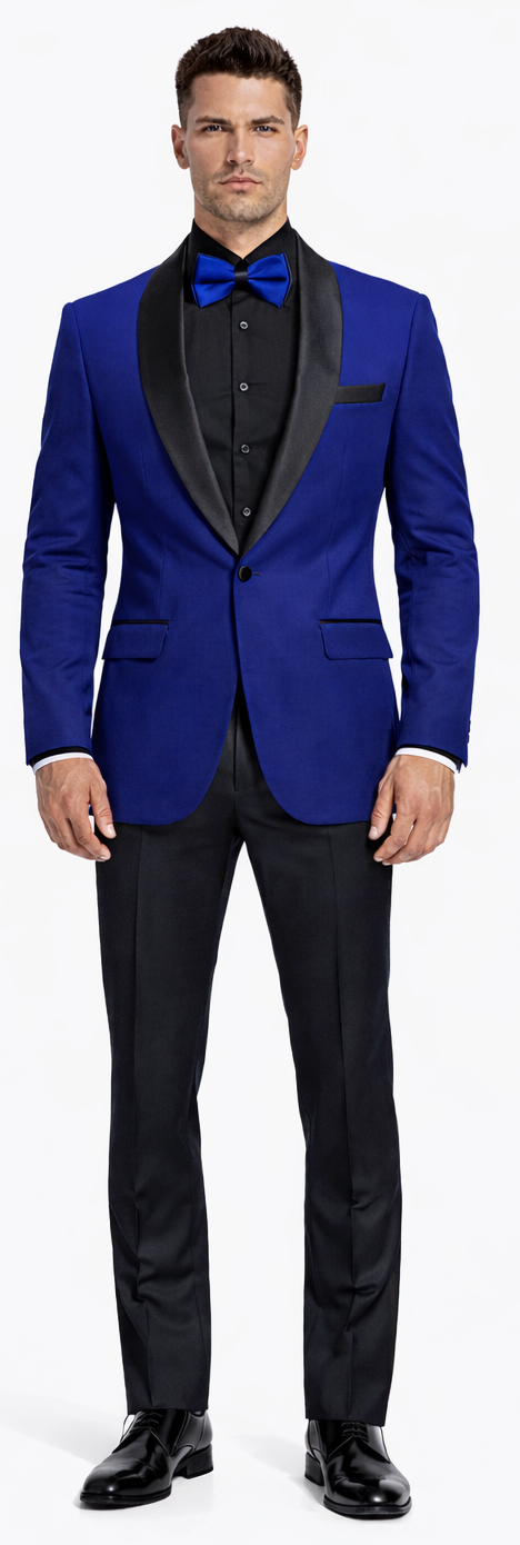 Royal Blue Velvet Tuxedo Jacket with Shawl Lapel – Slim Fit