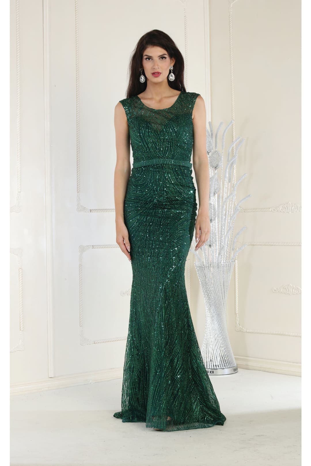 Royal Queen RQ7810 Glitter Sequins Scoop Neck Special Occasion Gown-New Collection